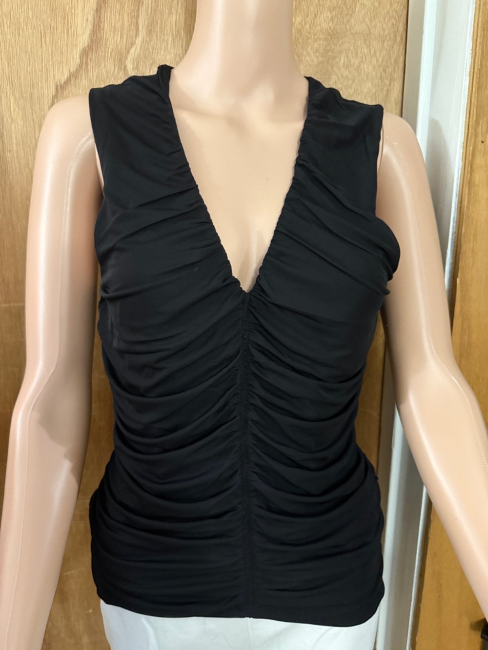 a new day Black Ruched V-Neck Sleeveless Tank Top